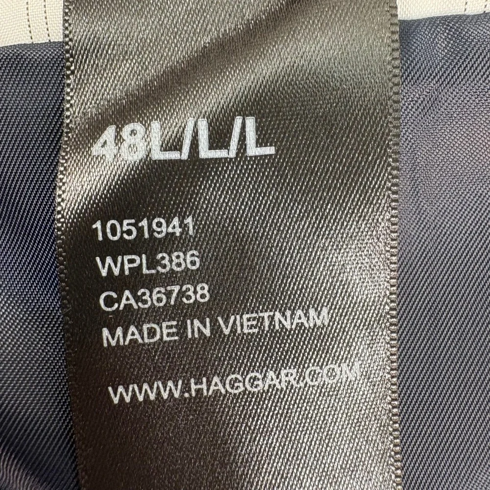 J.M.‎ Haggar Mens Navy Blue Classic Fit 2-Piece Suit Blazer Pants 48L 42x29